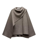 Liorenne – Wool Blend Asymmetric Poncho For Women