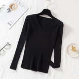 Ariel – Damen Slim-Fit gerippter Pullover mit V-Ausschnitt