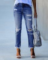 Zarelia - Jeans de mezclilla desgastados para mujer