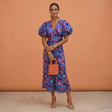 Lusinda – Robe de printemps élégante à col en V et manches bouffantes