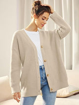 Alenya – Damen Oversize Cardigan mit V-Ausschnitt und Knopfverschluss