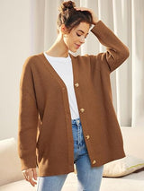 Alenya – Damen Oversize Cardigan mit V-Ausschnitt und Knopfverschluss