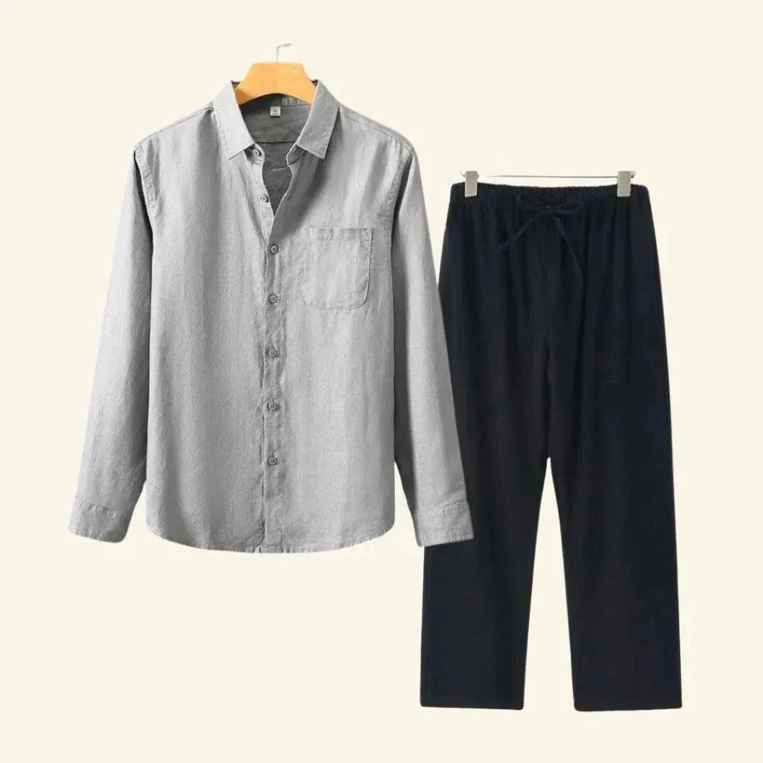 Caelric - Completo Uomo Camicia e Pantaloni in Lino