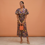 Lusinda – Robe de printemps élégante à col en V et manches bouffantes