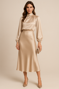 Julien – Casual satin kvinders midi-kjole