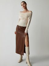 Yavira – Damen schulterfreies Stricktop