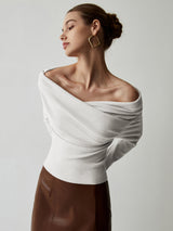 Yavira – Damen schulterfreies Stricktop