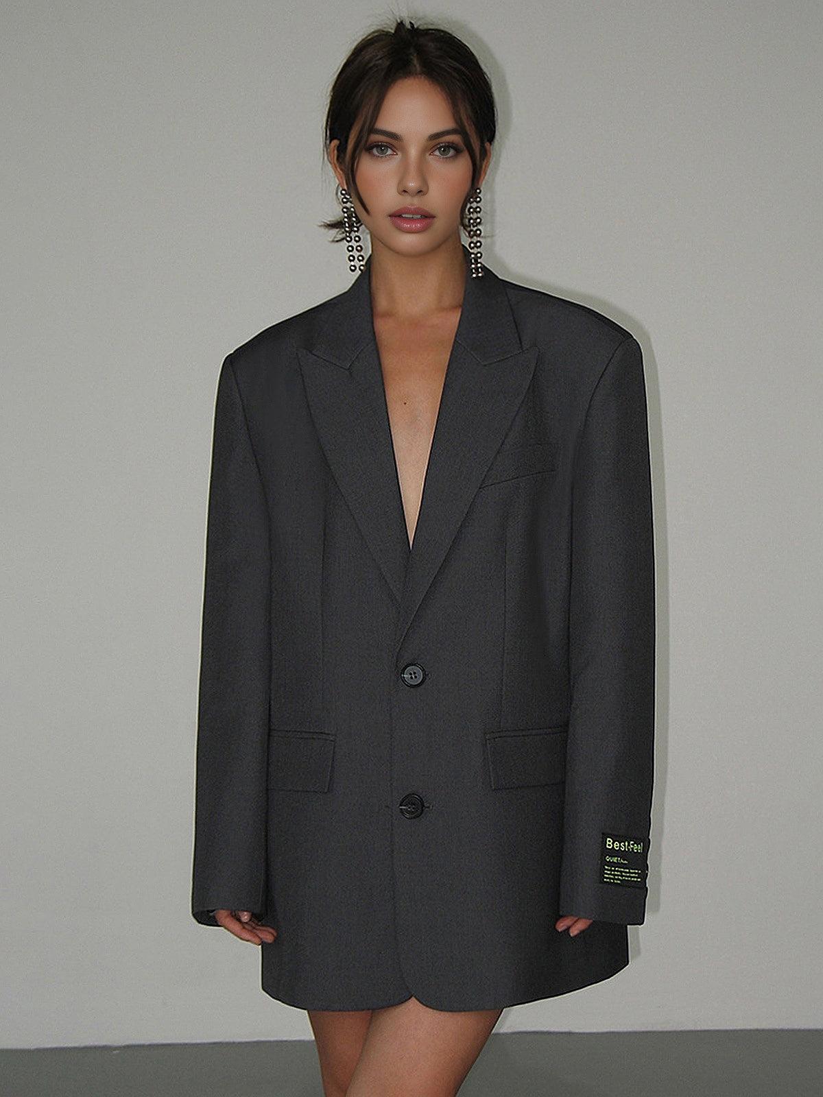 Solviera – Kvinders Oversize Blazer med Klassiske Revers