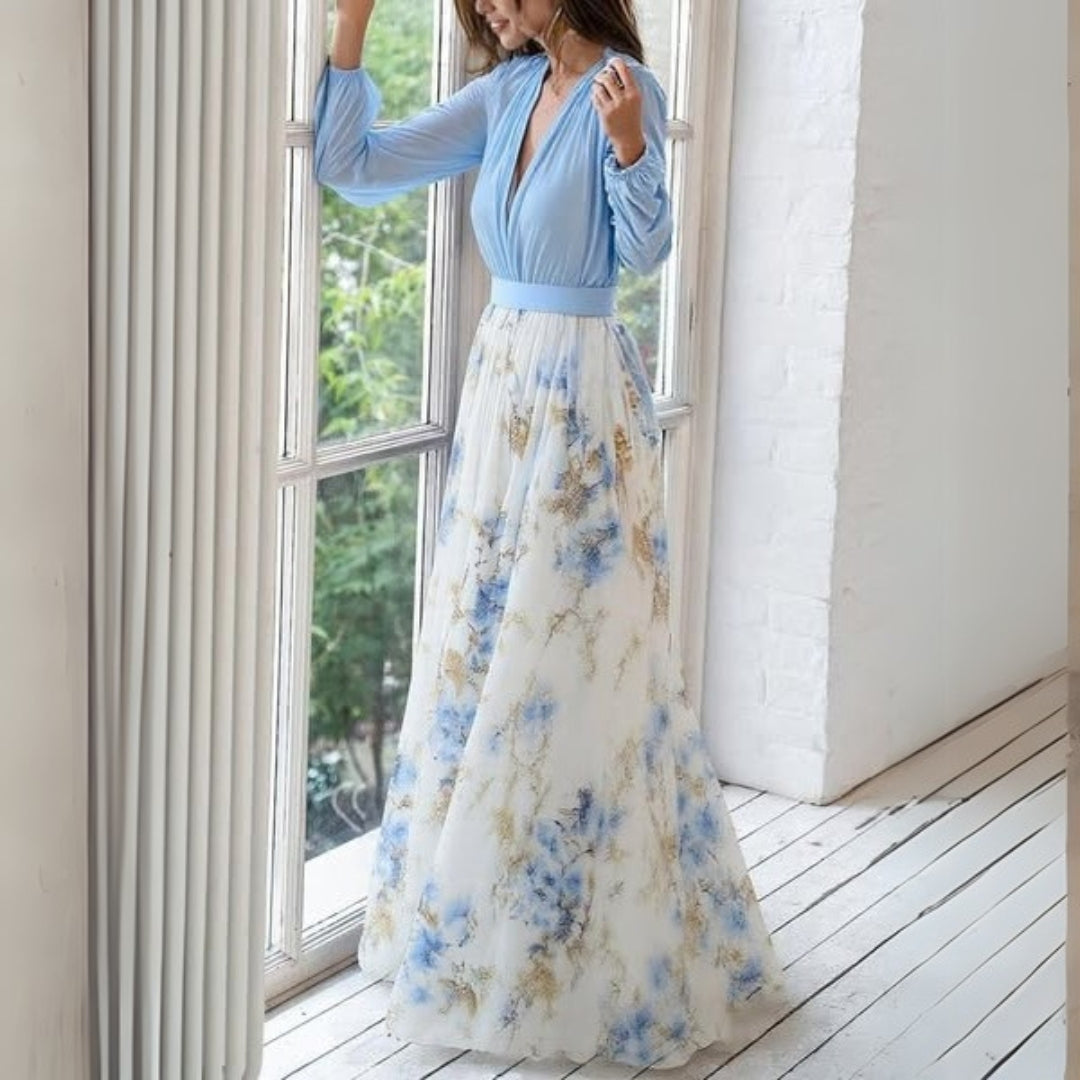 Abrile – Floral Neckline Maxi Dress For Women