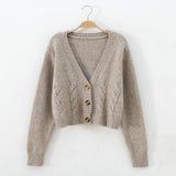 Elenora – Damen-kurze Zopfmuster-Strickjacke