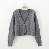 Elenora – Damen-kurze Zopfmuster-Strickjacke