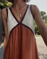 Lunévie - Contrast Flow Maxi Dress