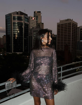 Lunavelle - Metallic Evening Cocktail Dress