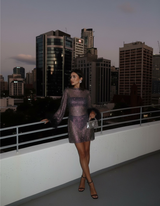 Lunavelle - Metallic Evening Cocktail Dress