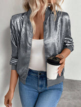 Almira - Veste bomber brillante pour femmes avec fermeture éclair