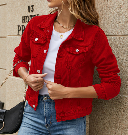 Velmirah - Womens Modern Cut Denim Jacket With Pockets