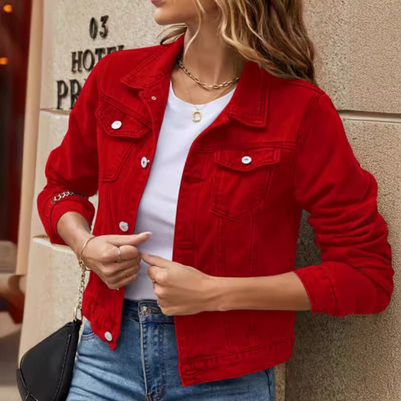Velmirah - Womens Modern Cut Denim Jacket With Pockets