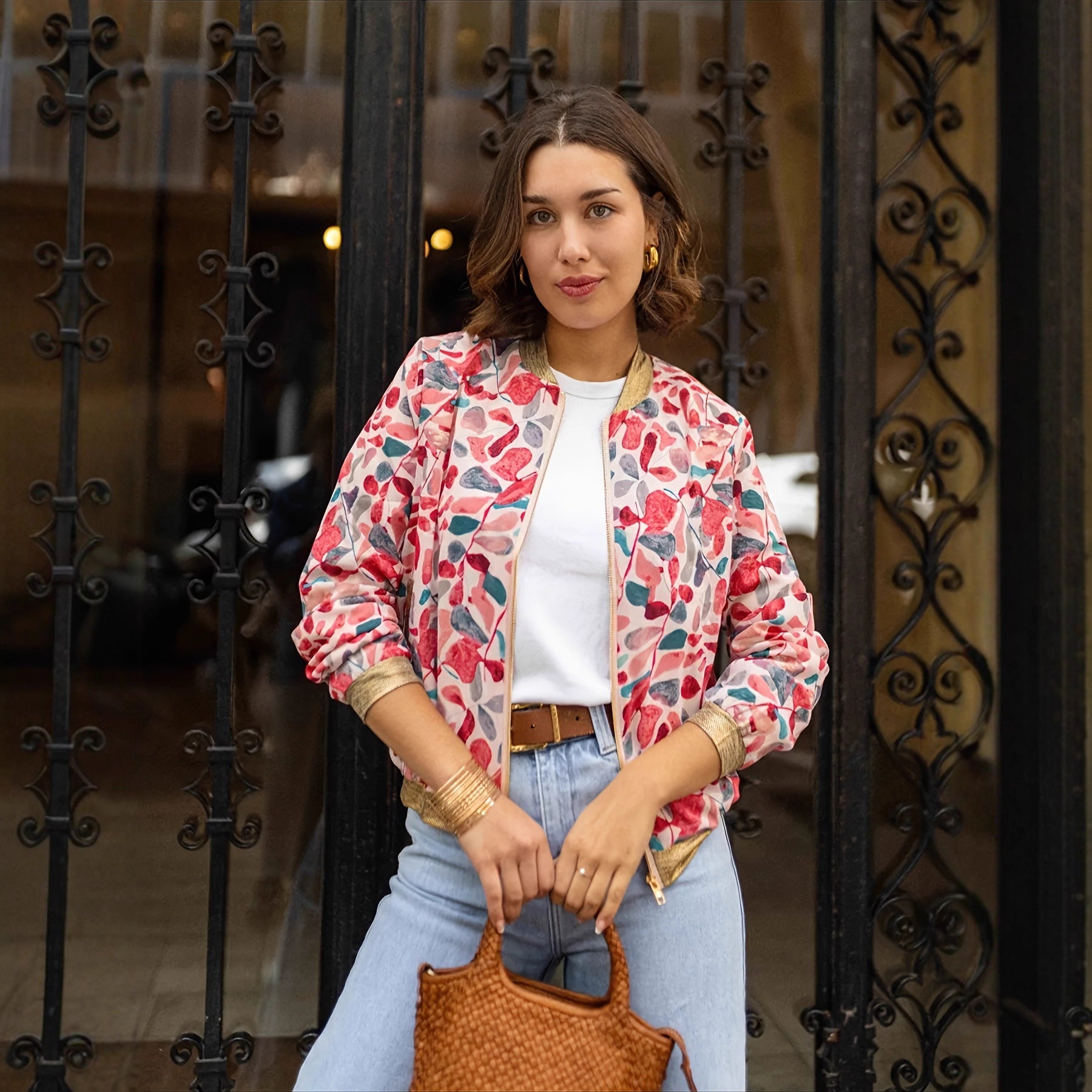 Floriana - Női virágmintás bomber dzseki