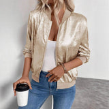 Almira - Veste bomber brillante pour femmes avec fermeture éclair