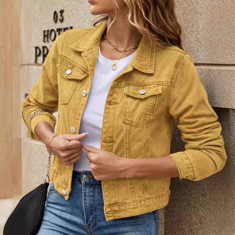 Velmirah - Womens Modern Cut Denim Jacket With Pockets