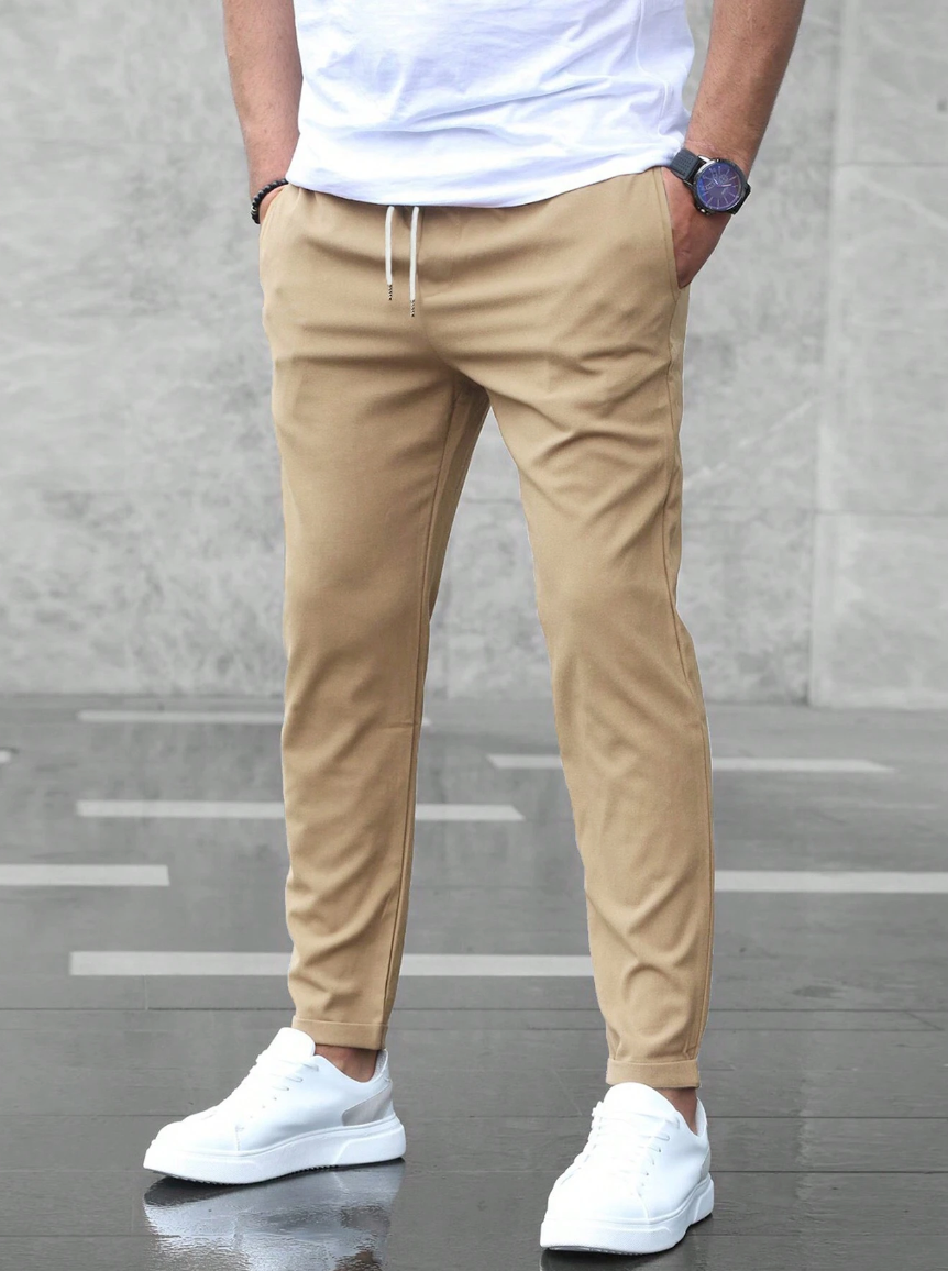 Ronviero – Pantalones Deportivos Ajustados para Hombre con Cordón