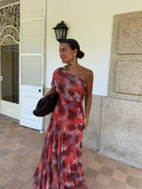 Tolinda - Vestido maxi de malla con un solo hombro