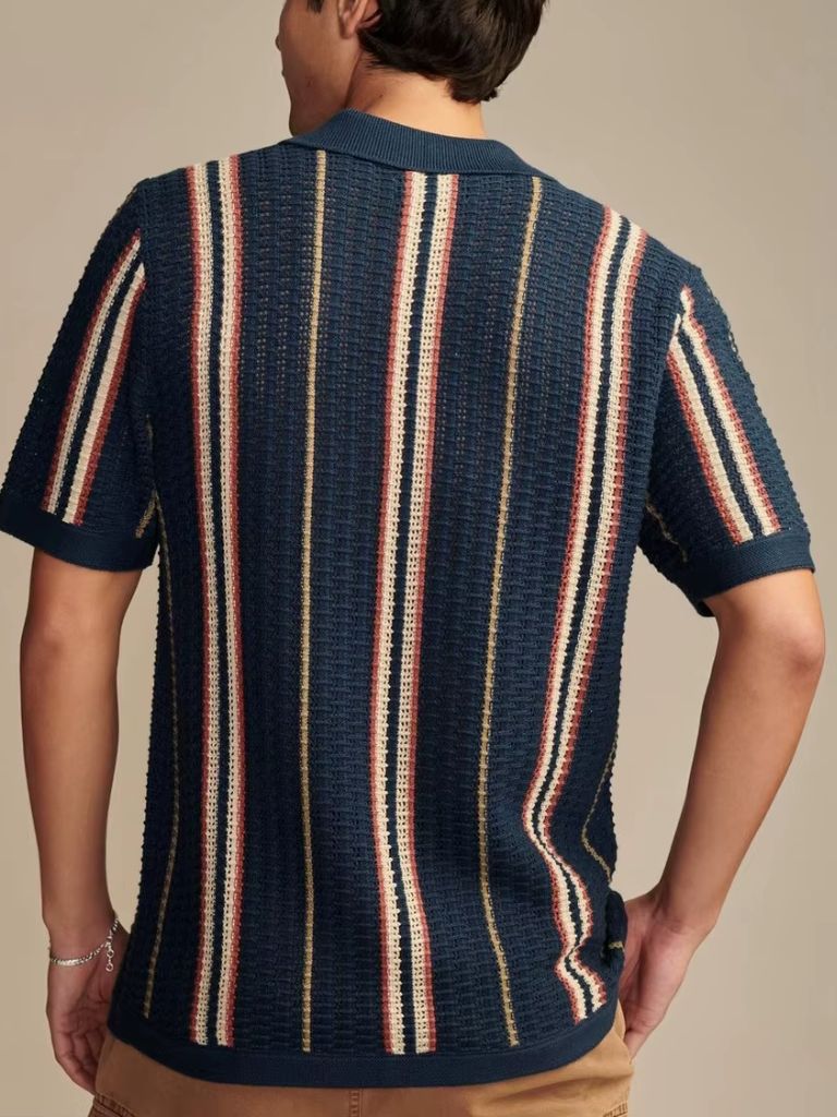 Amaro – Polo à rayures verticales avec boutons