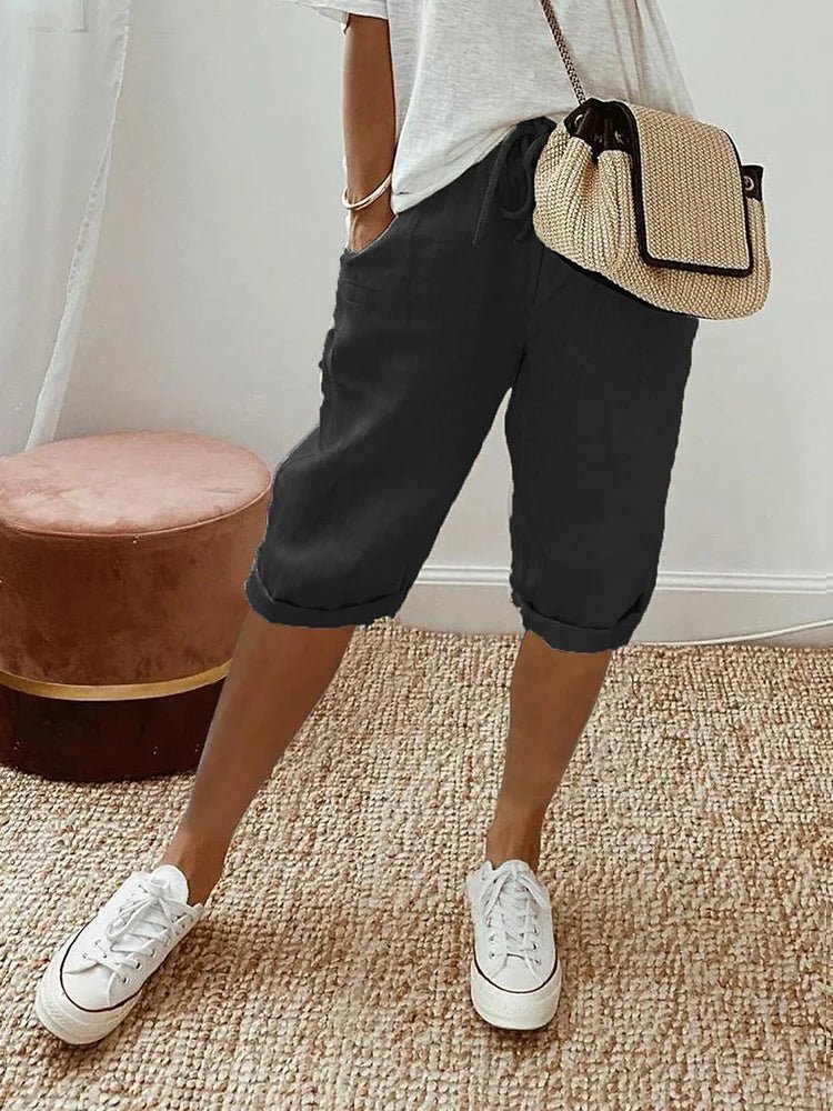 Cantryn - Linen Cropped Drawstring Trousers