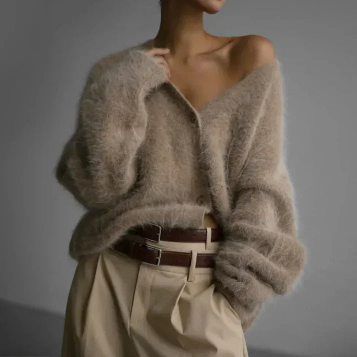 Veloria - Dame Cashmere Cardigan med Løs Pasform