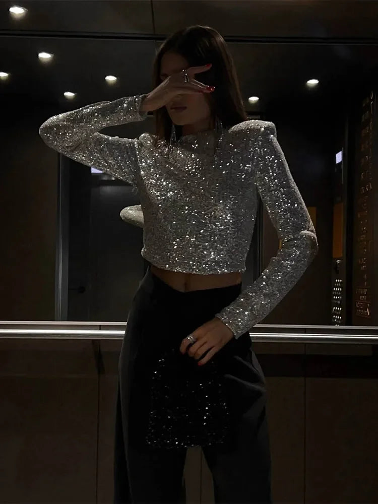 Alessia - Top corto con lentejuelas