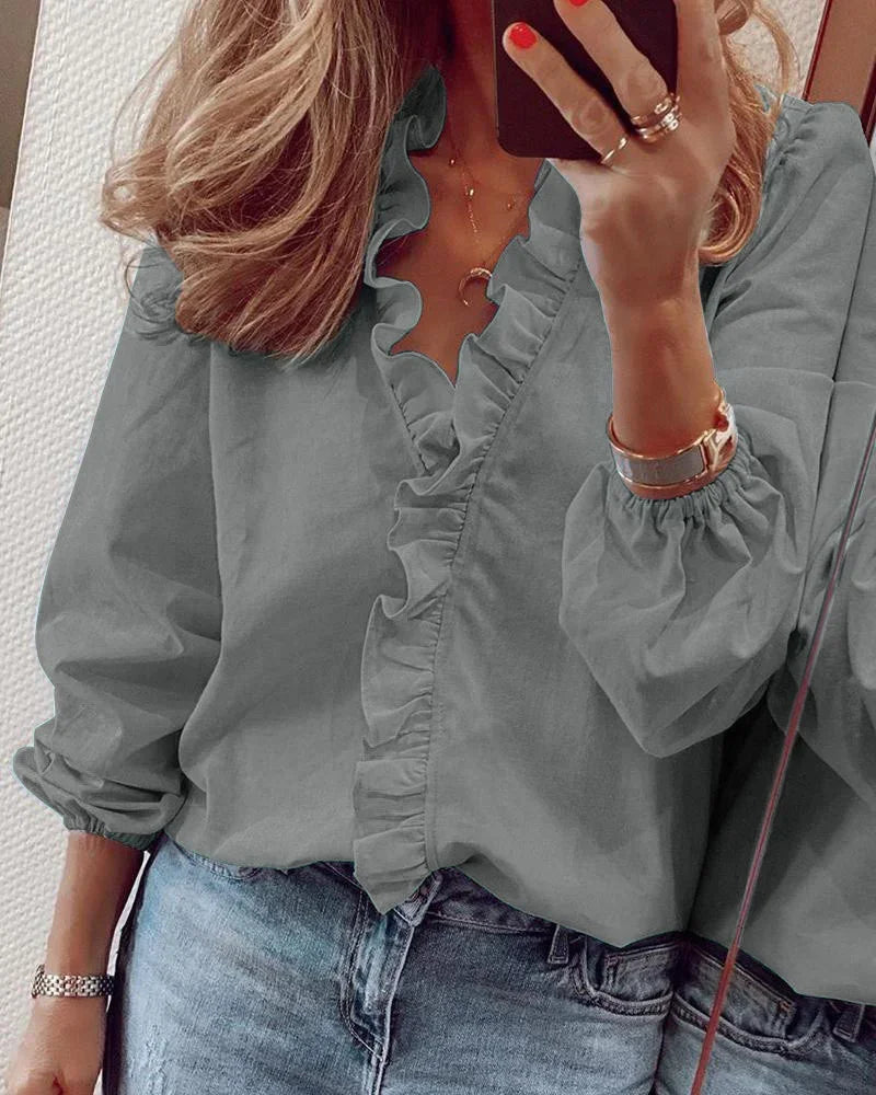 Hannelle – Elegantní halenka s volánky a zavinovacím střihem pro ženy
