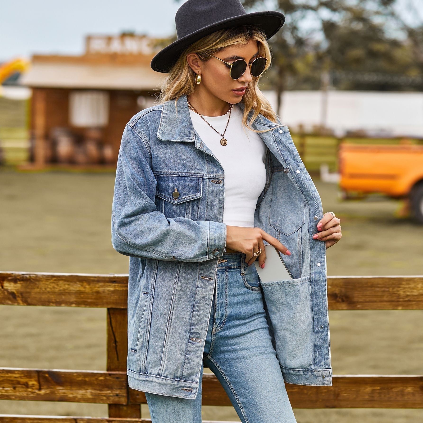 Cavellie - Jachetă de damă vintage din denim cu straturi