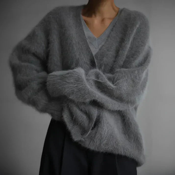 Veloria - Dame Cashmere Cardigan med Løs Pasform