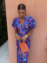 Lusinda – Robe de printemps élégante à col en V et manches bouffantes