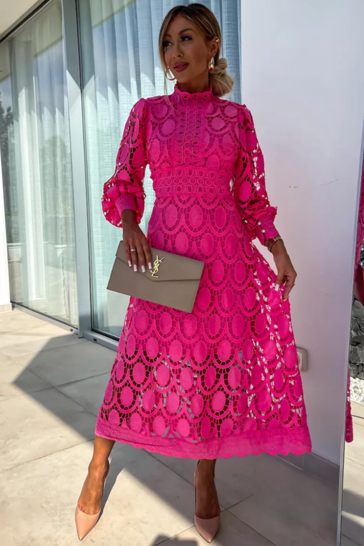 Emeliora – Vestido de fiesta para mujer con manga larga y recortes