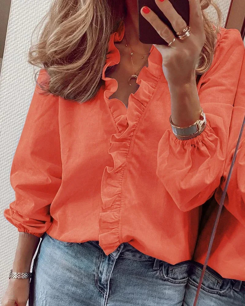 Hannelle – Bluza elegantă cu volane și închidere în față pentru femei