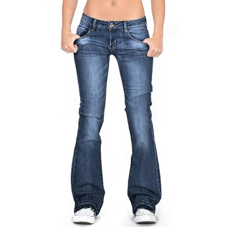 Alindra - Womens Low Rise Flared Jeans