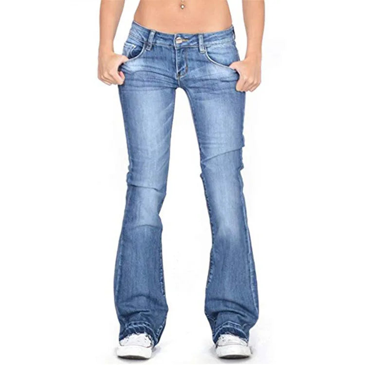 Alindra - Womens Low Rise Flared Jeans