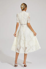Lacenda - Lace High Neck A Line Dress