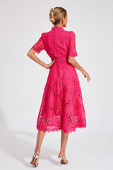 Lacenda - Lace High Neck A Line Dress