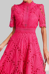 Lacenda - Lace High Neck A Line Dress