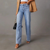 Elvarin – Jean vintage taille haute large pour femme