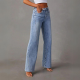 Elvarin – Jean vintage taille haute large pour femme