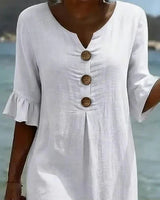 Elisane – Womens Cotton Linen Summer Button Dress