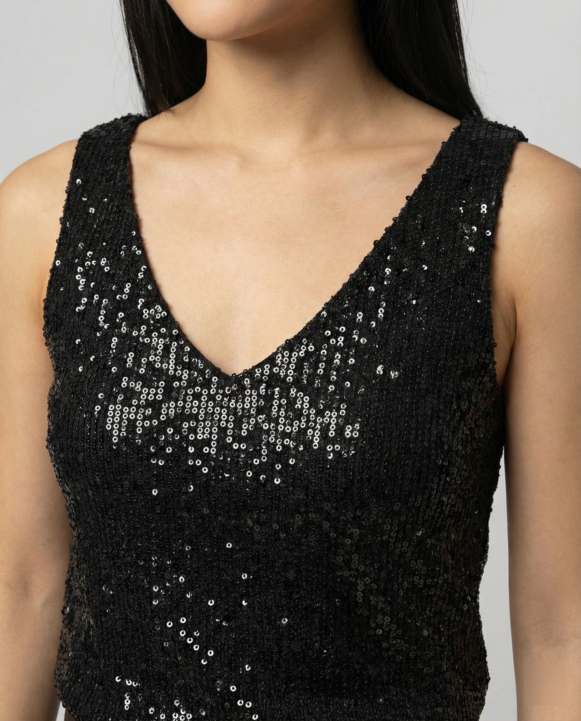 Aurienne - Μπλούζα με Παγιέτες και V Λαιμόκοψη