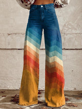 Zavaya – Pantalon large ombré arc-en-ciel pour femmes