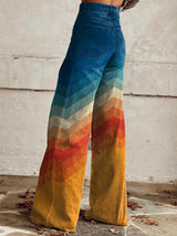Zavaya – Pantalon large ombré arc-en-ciel pour femmes