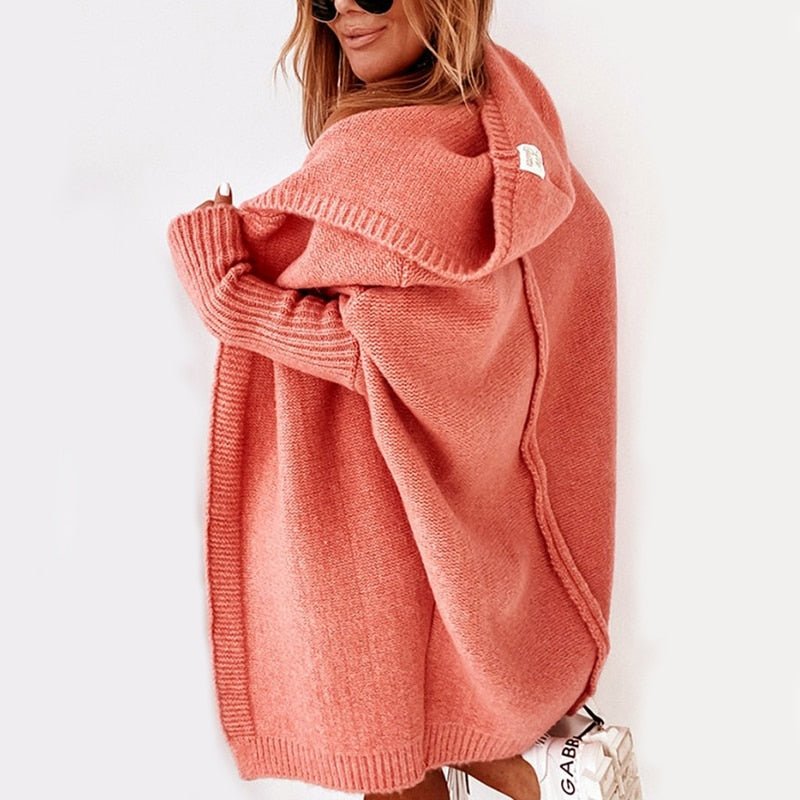 Thalora – Women’s Long Hooded Knit Cardigan