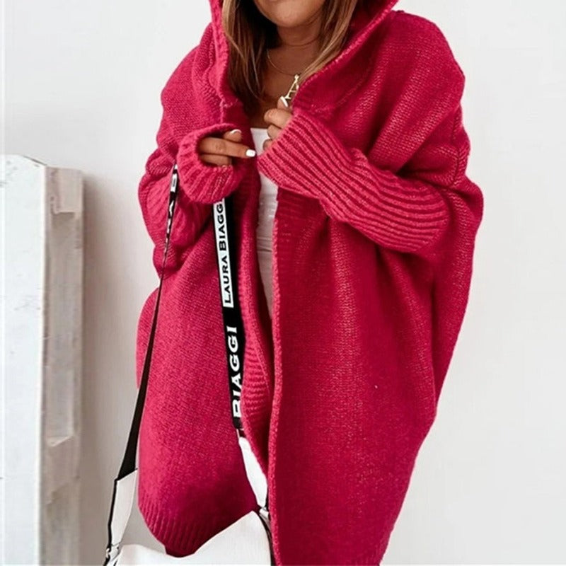 Thalora – Women’s Long Hooded Knit Cardigan