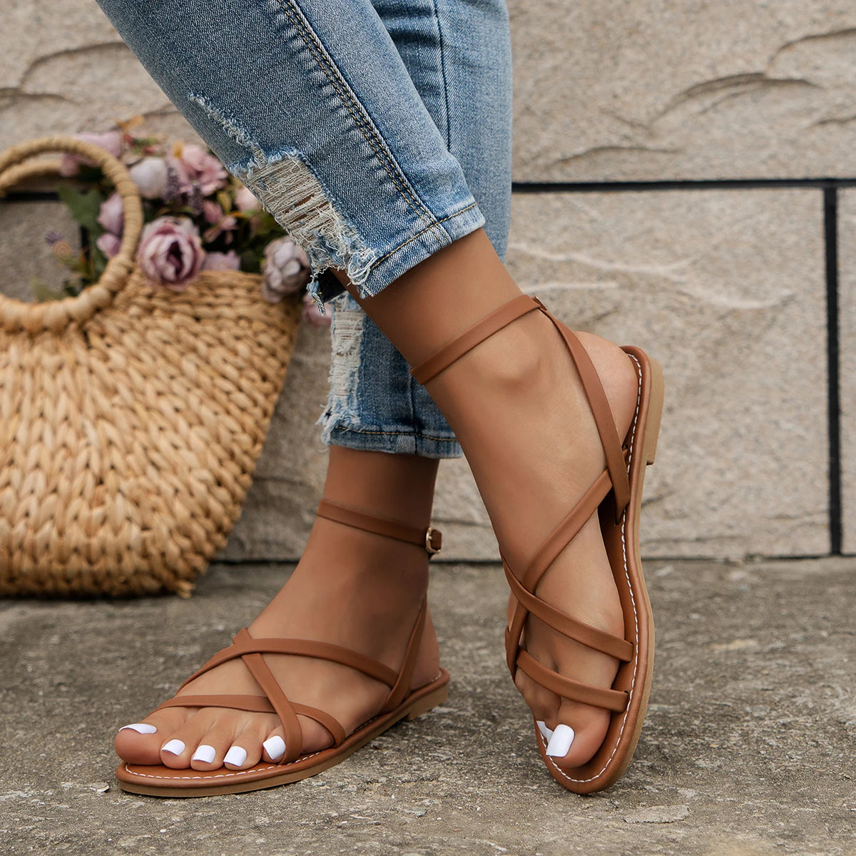 Chlovera – Platte sandalen met enkelbandje